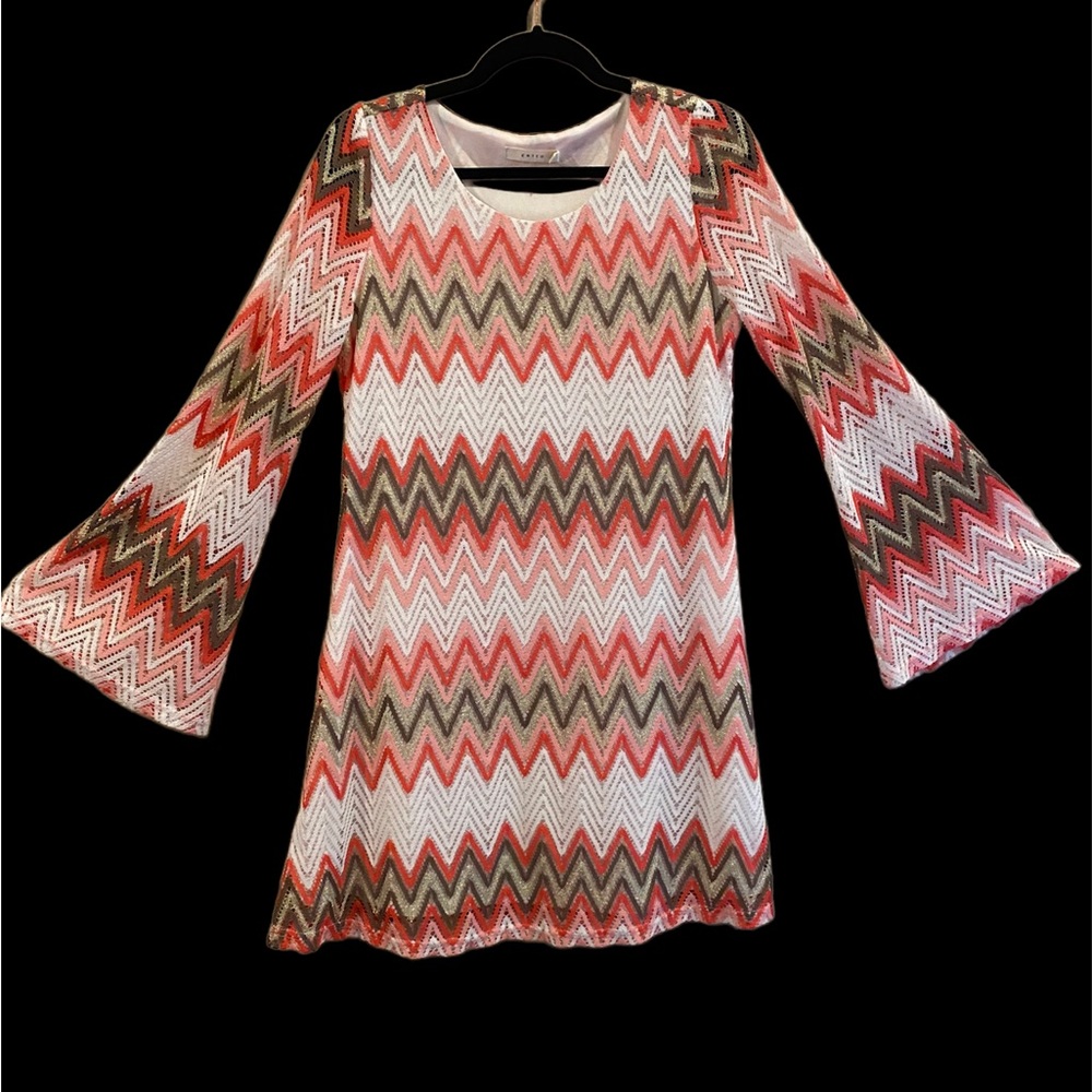 Chevron bell sleeve dress